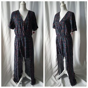 XHILARATION  Teal Pink Shorts ROMPER JUMPER